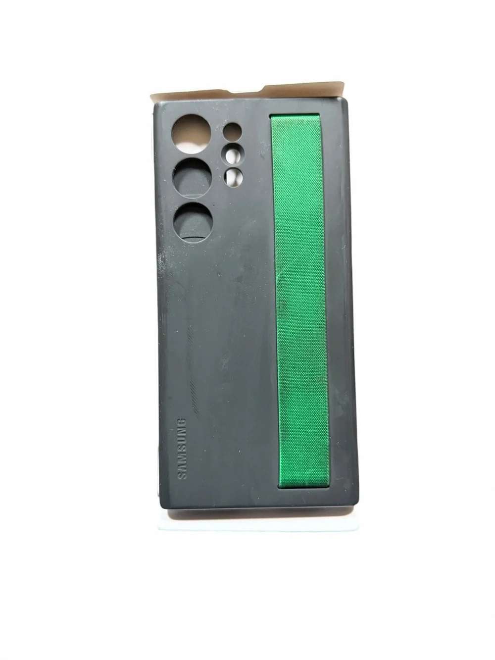 Samsung Galaxy S23 Ultra Black Silicone Grip Case with Green Accents